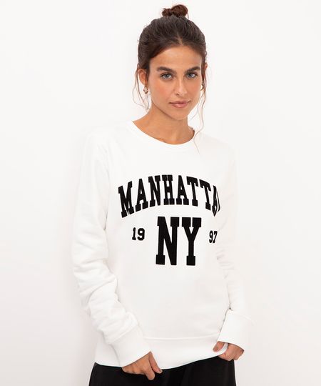 blusão de moletom manhattan off white PP blusão de moletom manhattan off white PP