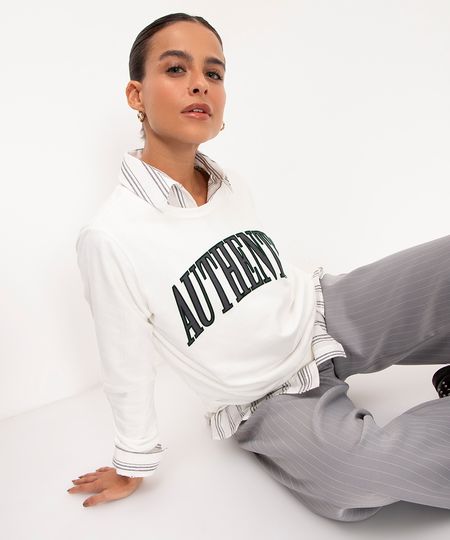 blusão de moletinho authentic off white PP