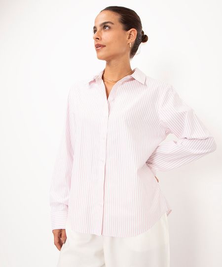 camisa de viscose listrada - ROSA M