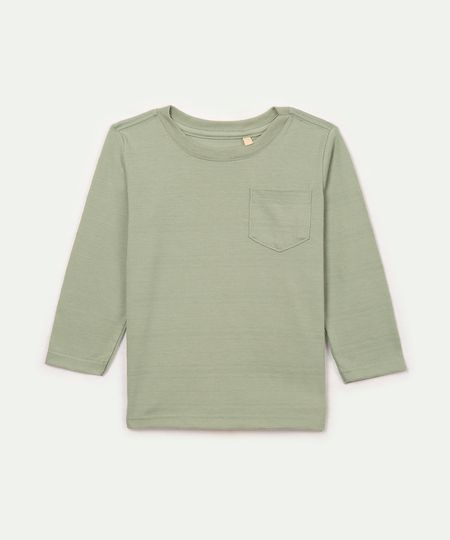 camiseta infantil com bolso manga longa verde 2