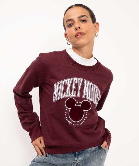 blusão de moletom Mickey vinho P