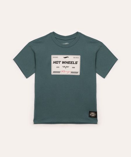 camiseta infantil manga curta hot wheels verde 8