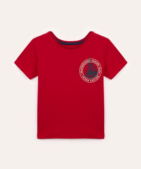 camiseta de algodão infantil barquinho vermelha 2