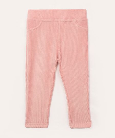 calça legging de veludo infantil rosa 1