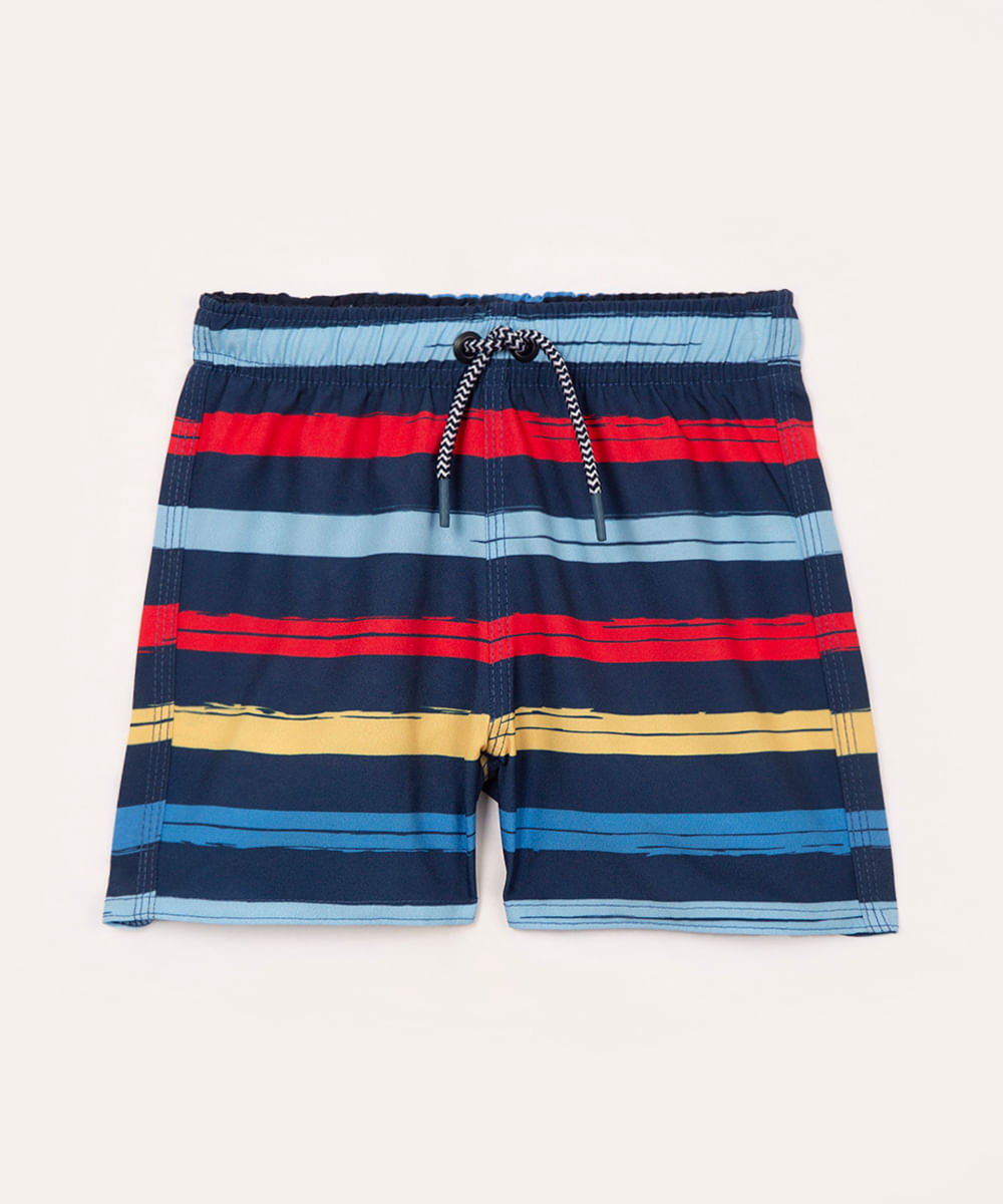 short infantil listrado azul marinho