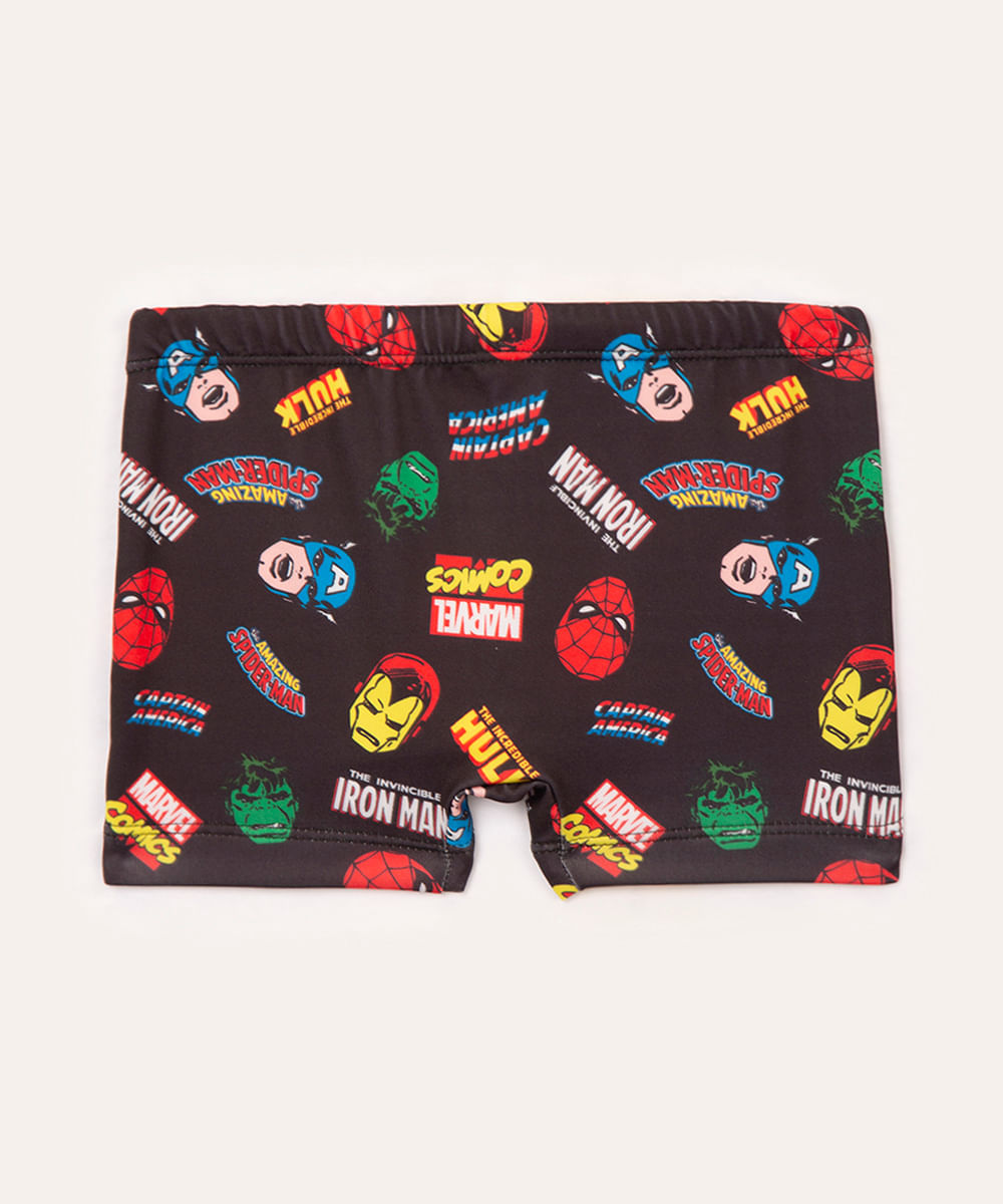 sunga boxer infantil vingadores - preto