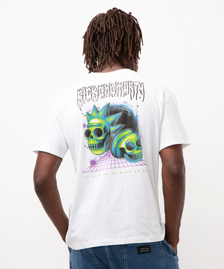 camiseta de algodão rick and morty off white PP camiseta de algodão rick and morty off white PP