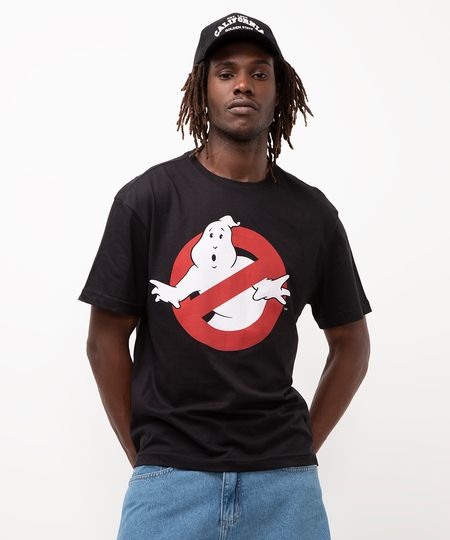 camiseta de algodão caça fantasma preta P