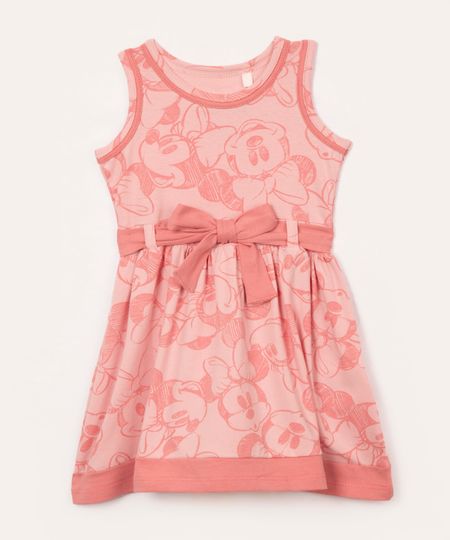 vestido infantil minnie de algodão rosê 1
