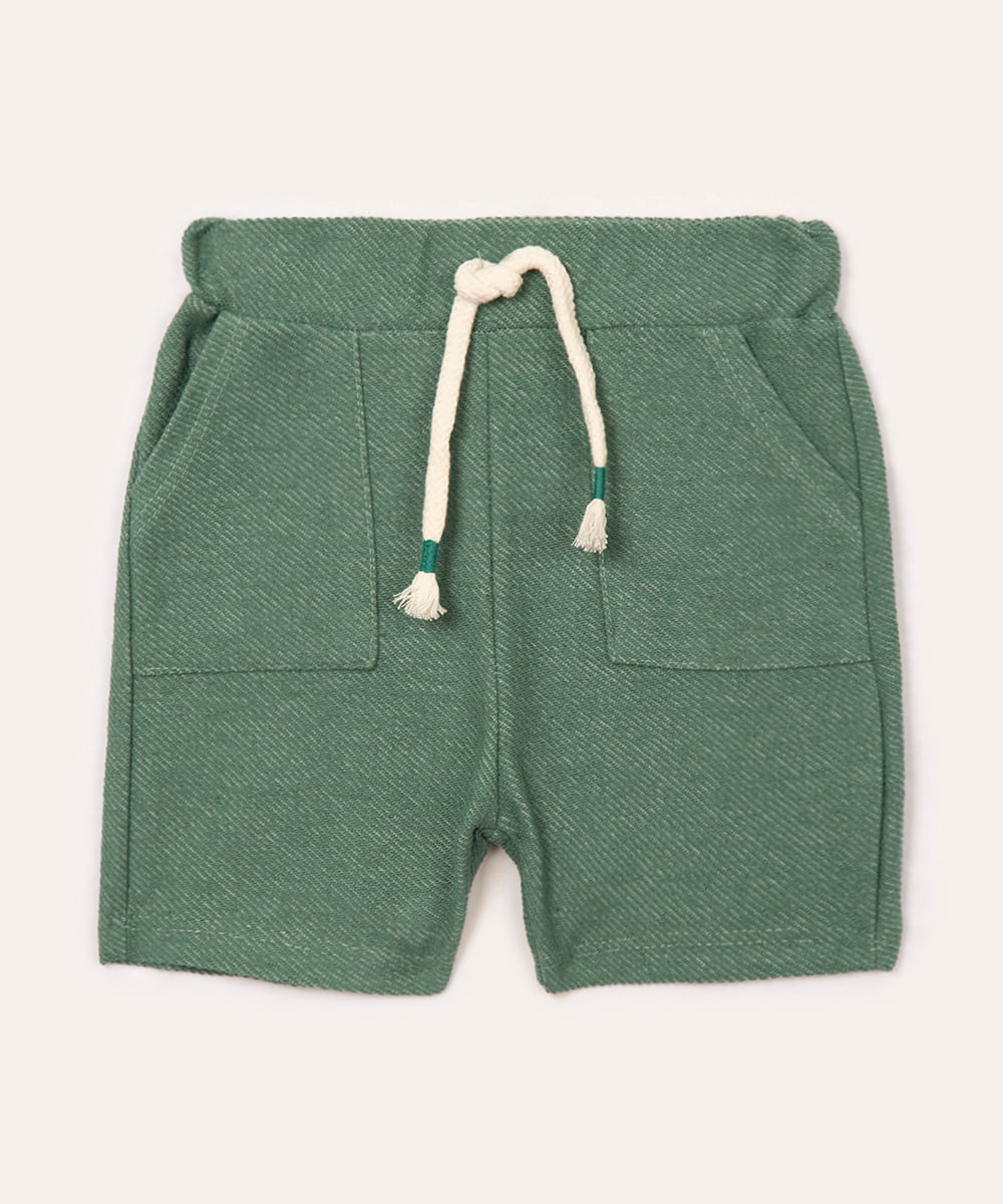 short de moletom infantil com bolsos verde