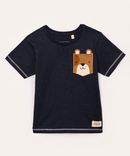 camiseta infantil cachorro manga curta azul marinho 3