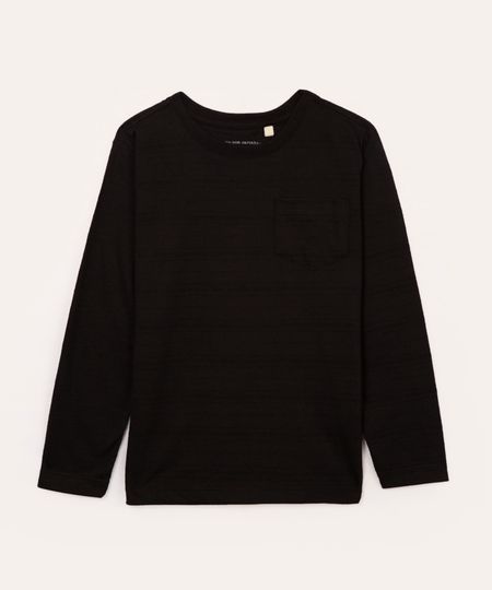camiseta infantil com bolso manga longa preto 4