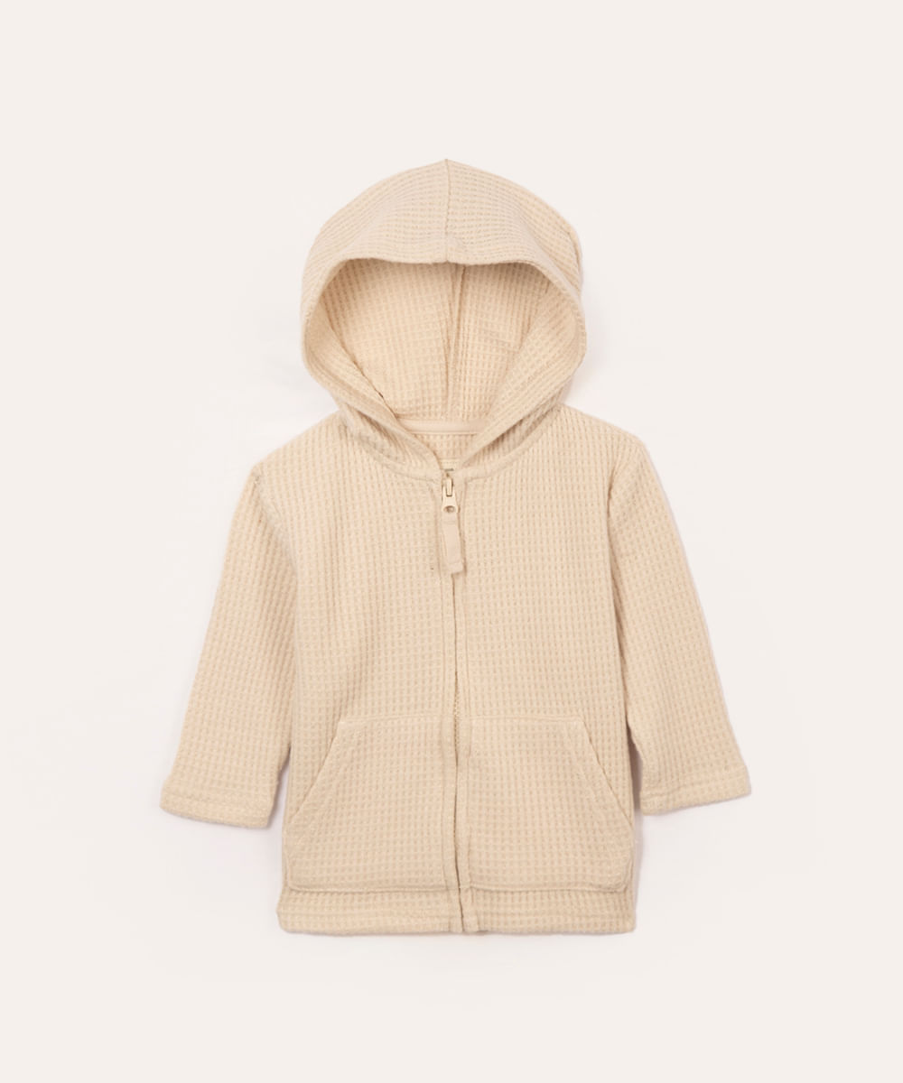 cardigan de tricot infantil com capuz kaki