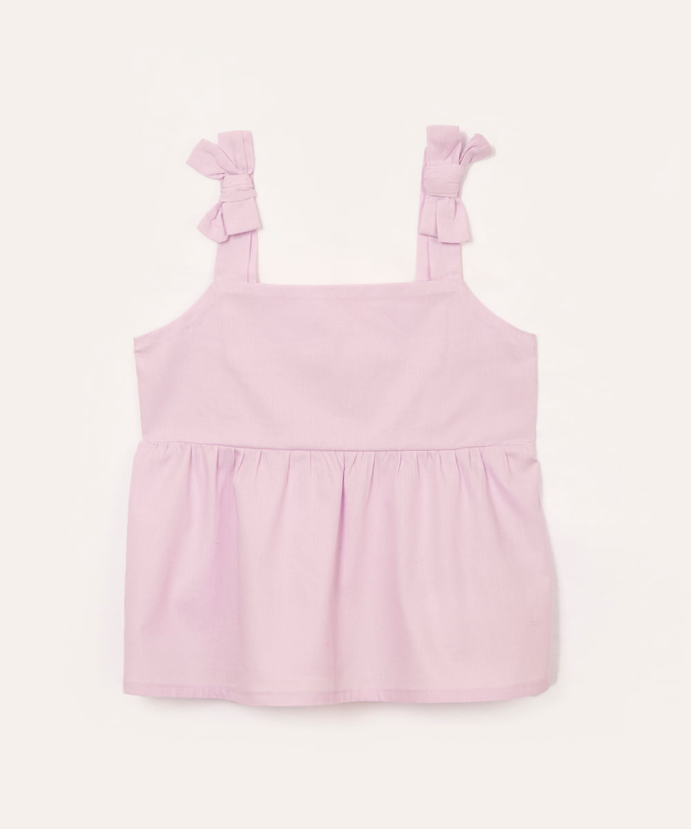 blusa infantil alça laço lilás