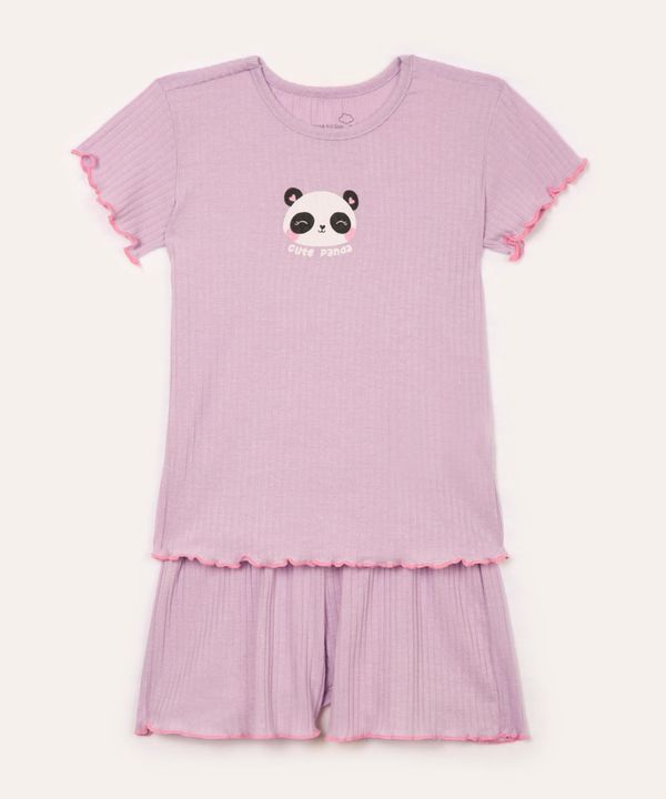 pijama infantil curto cute panda lilás 14