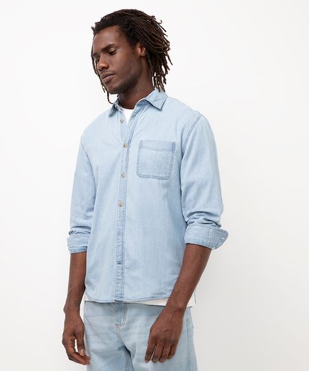 camisa jeans comfort azul claro P camisa jeans comfort azul claro P