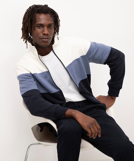 blusa de moletom comfort gola alta - azul marinho P blusa de moletom comfort gola alta - azul marinho P