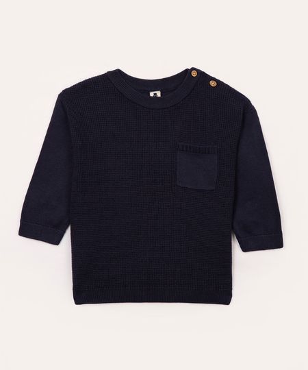 suéter infantil de tricot azul marinho 3-6