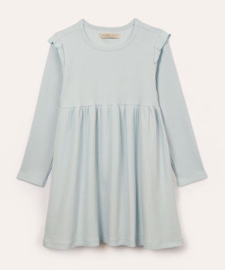 vestido infantil manga longa babado azul claro 10