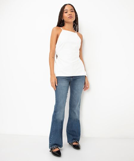 calça jeans flare cintura alta azul 44 calça jeans flare cintura alta azul 44