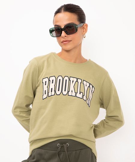 blusão de moletom brooklyn verde PP