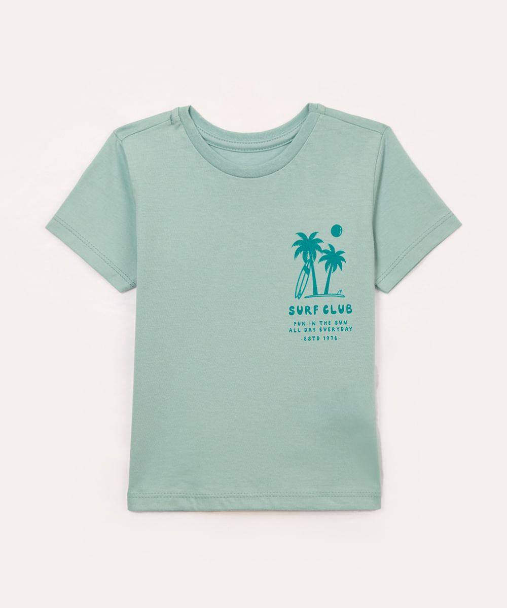 camiseta infantil manga curta surf club azul turquesa