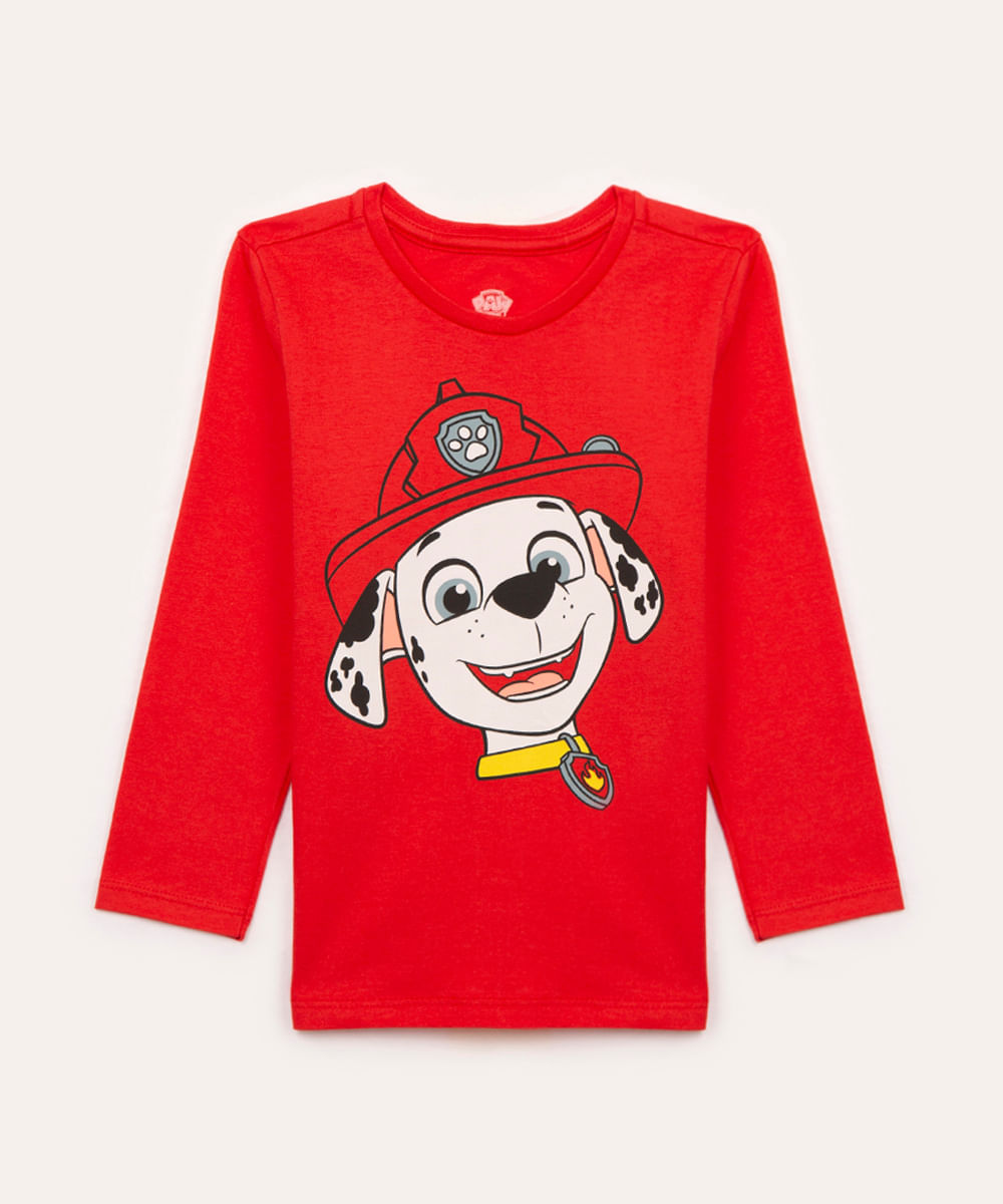 camiseta infantil marshall patrulha canina vermelho