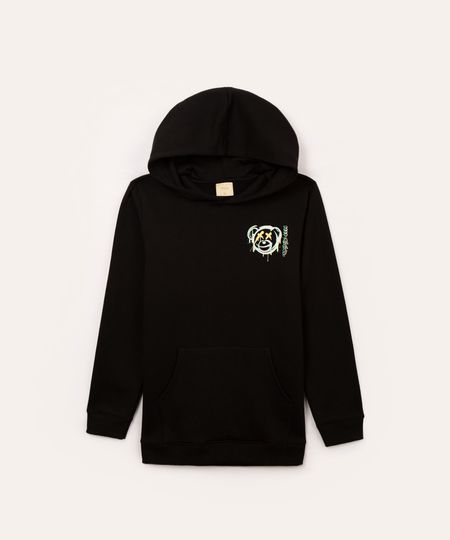 moletom juvenil de algodão urso preto 14