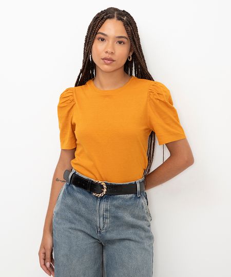 blusa de algodão manga bufante roxo uva - caramelo PP blusa de algodão manga bufante roxo uva - caramelo PP