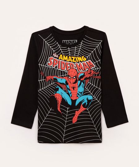 camiseta infantil manga longa homem aranha preto 2 camiseta infantil manga longa homem aranha preto 2