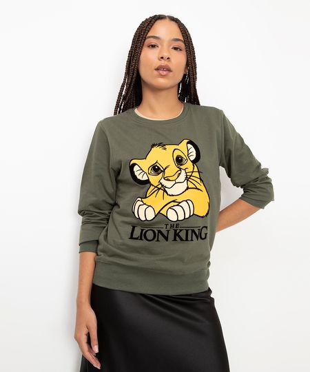 blusão de moletom o rei leão verde militar PP blusão de moletom o rei leão verde militar PP