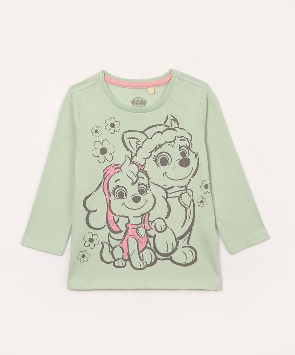 blusa infantil manga longa everest e skye verde