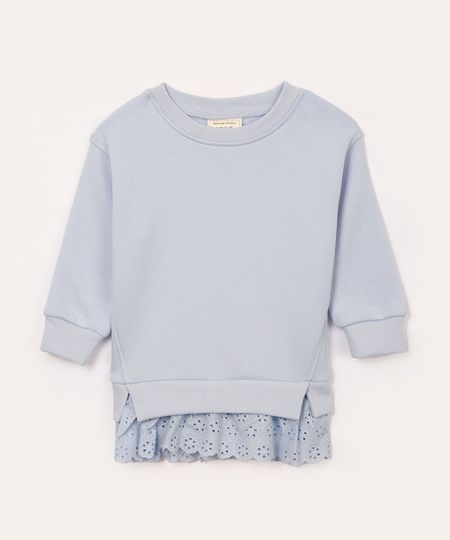 blusão infantil de moletom com laise azul claro 1
