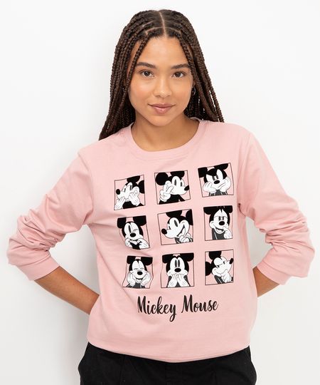 blusão de moletom mickey rosa PP