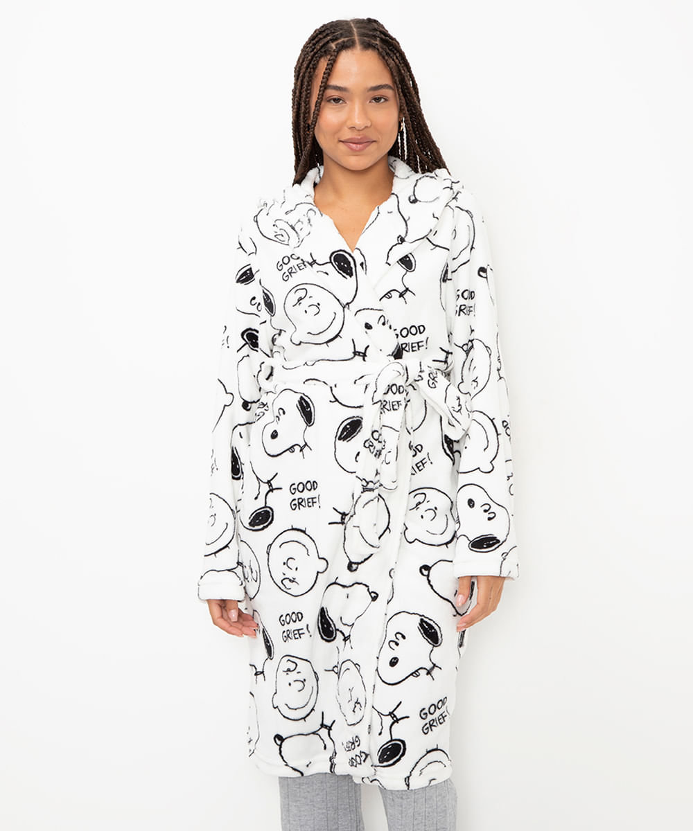 roupão de fleece do snoopy off white