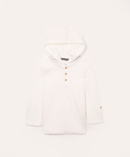 camiseta infantil manga longa com capuz - branco 4