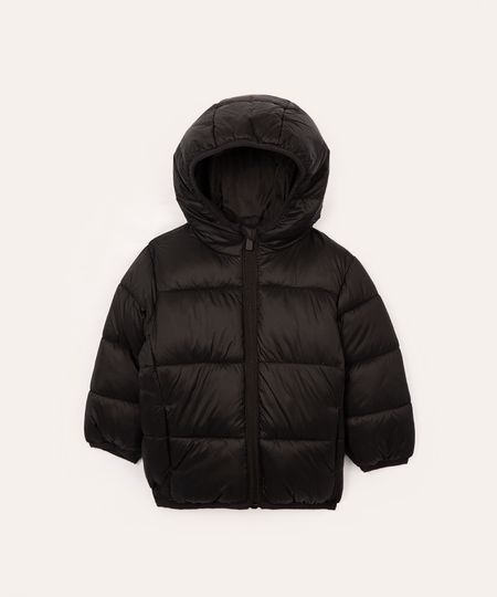 jaqueta puffer infantil com capuz preto 1