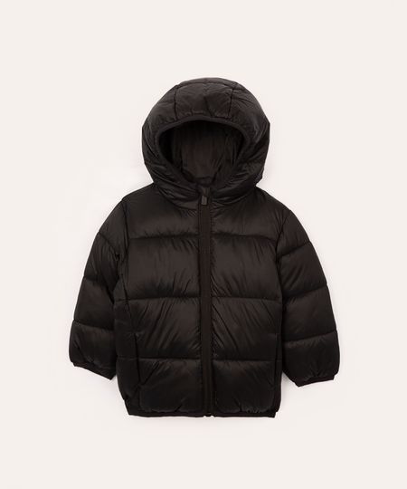 jaqueta puffer infantil com capuz - preto 1 jaqueta puffer infantil com capuz - preto 1
