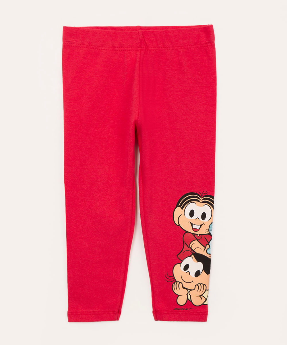 calça infantil legging turma da mônica vermelho