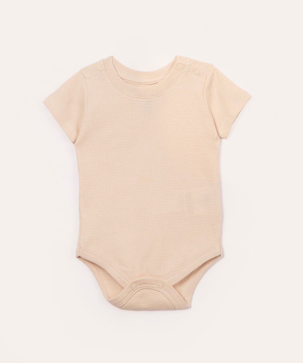 body de algodão infantil texturizado bege