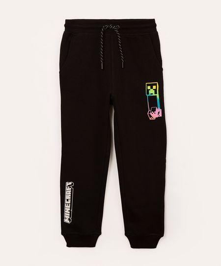 calça infantil jogger de moletom minecraft preto 10