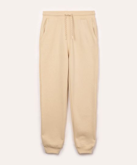 calça juvenil jogger de moletom bege 10