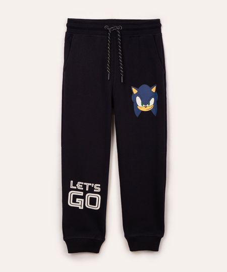 calça infantil jogger de moletom sonic azul marinho 8