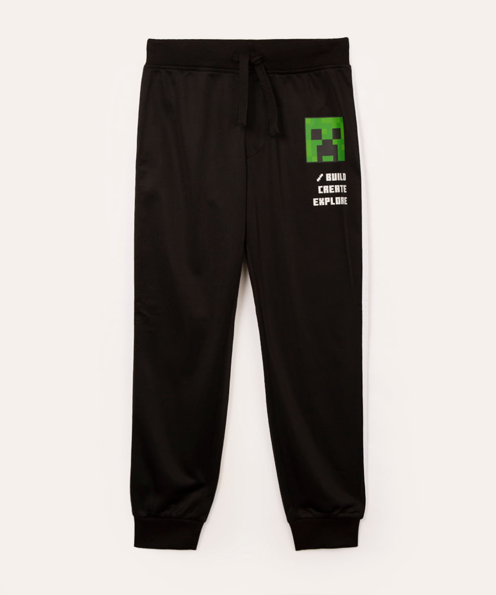 calça infantil jogger minecraft preto