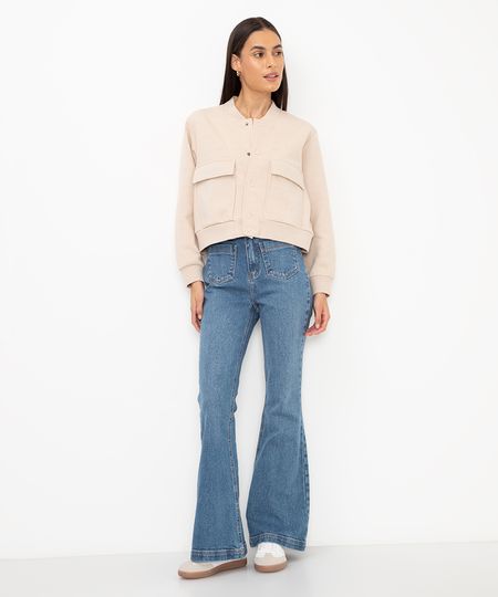 calça jeans flare cintura super alta azul 36