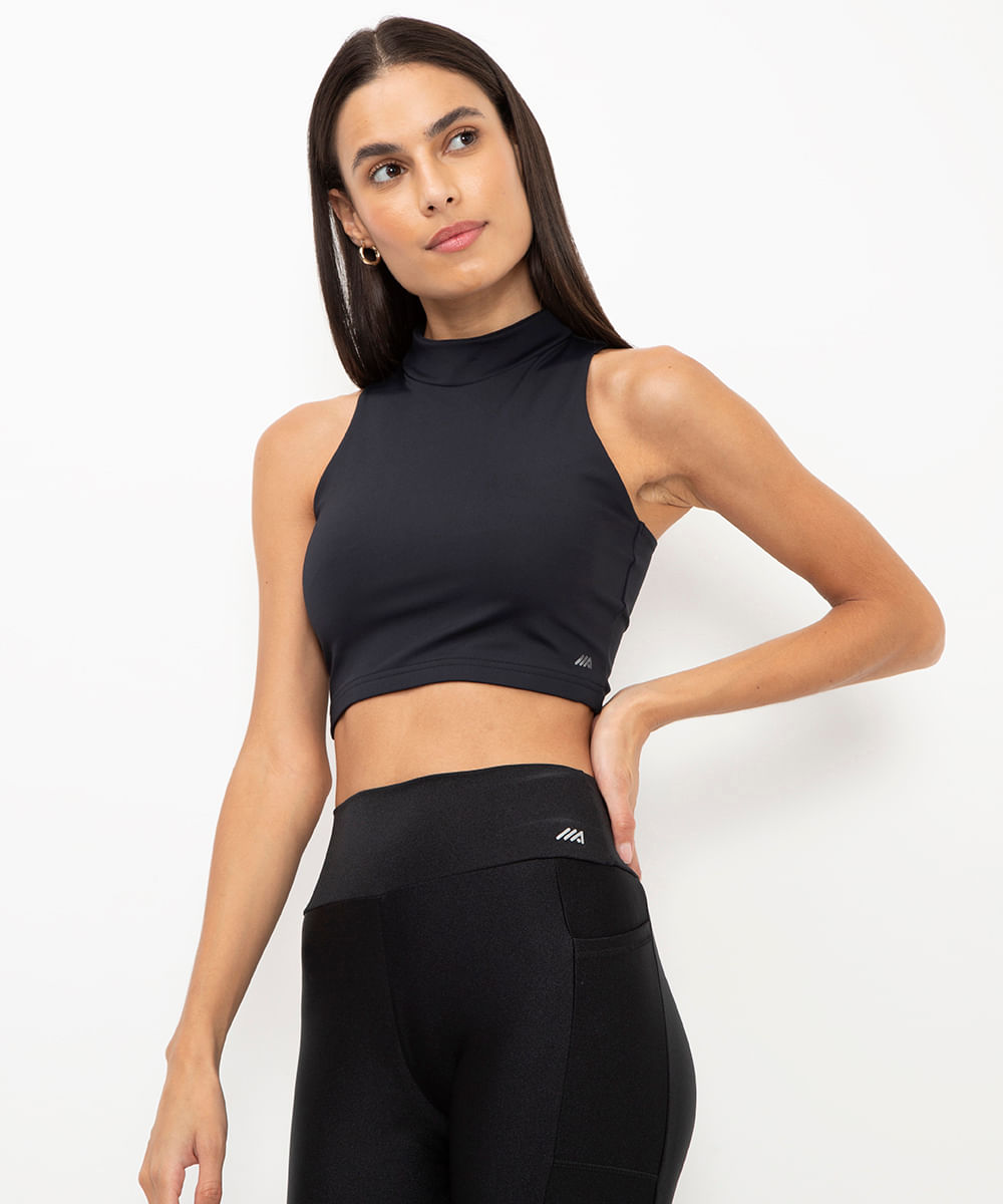 top halterneck com recorte esportivo ace preto