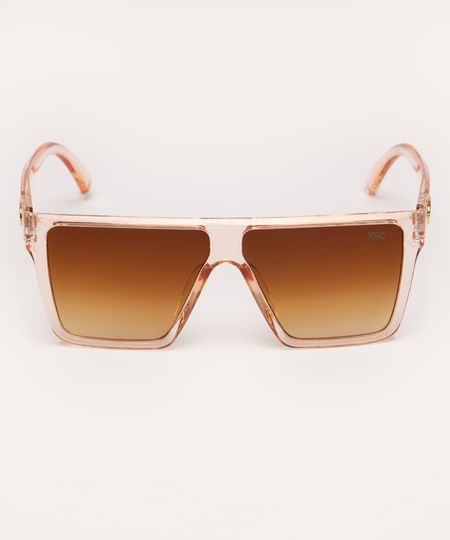óculos de sol quadrado clear marrom UNICO