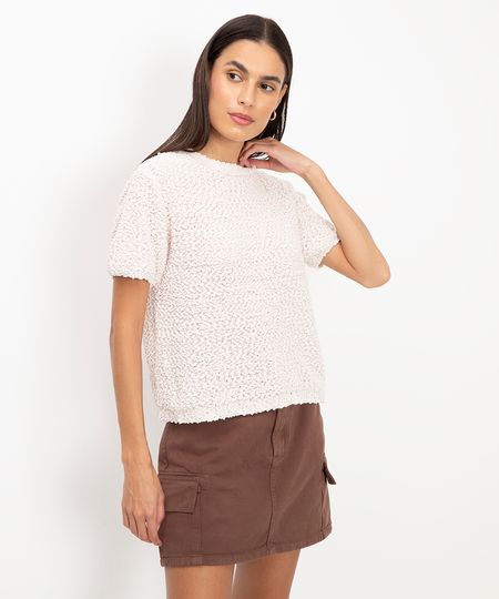 blusa de tricot com recorte cru G blusa de tricot com recorte cru G