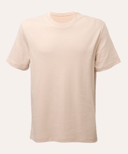 camiseta básica de algodão peruano manga curta areia M