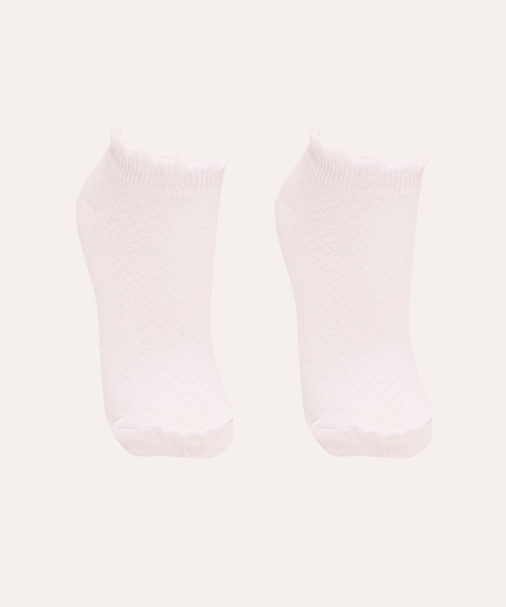 kit de 2 pares de meias infantis soquete branco